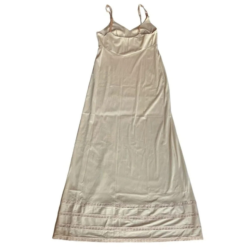 Vintage Elegant Gossard Artemis Nude Nylon Nightgown Slip Lace Size 36 Small 60s